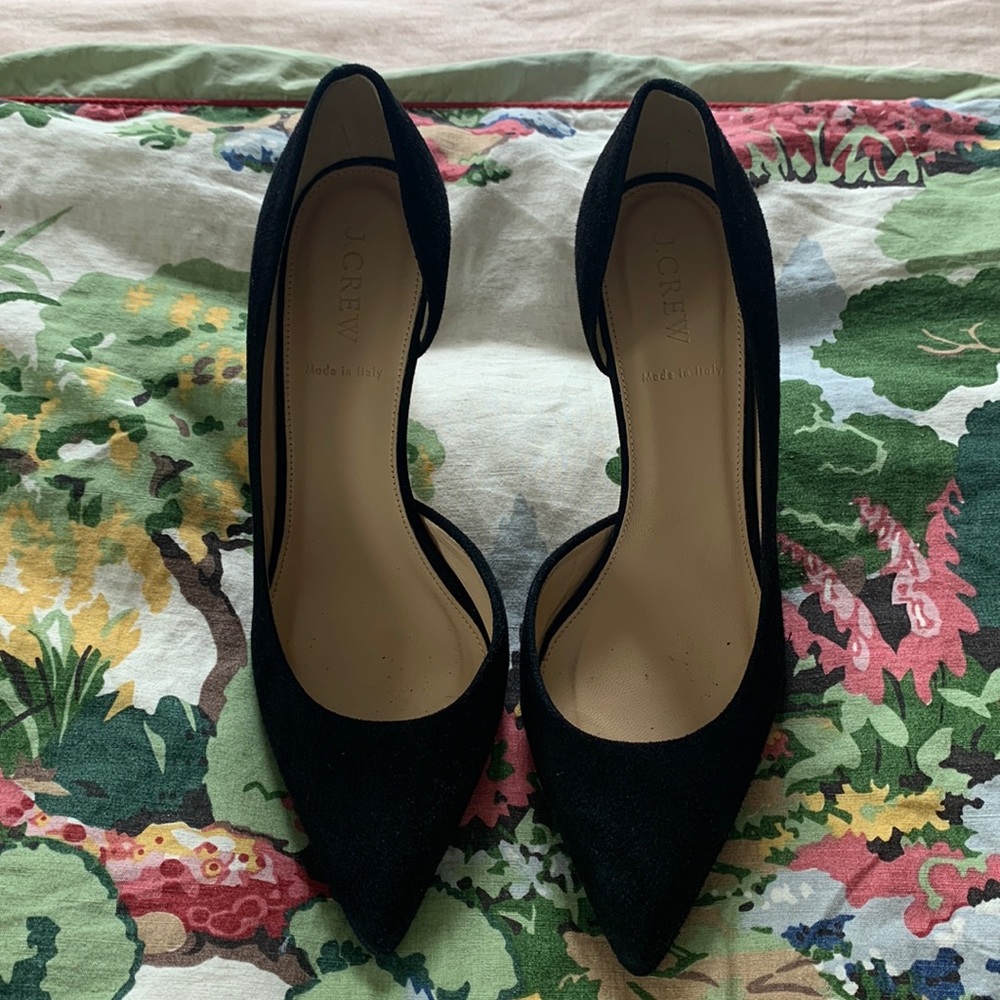 J. Crew Black Suede D’Orsay Heel